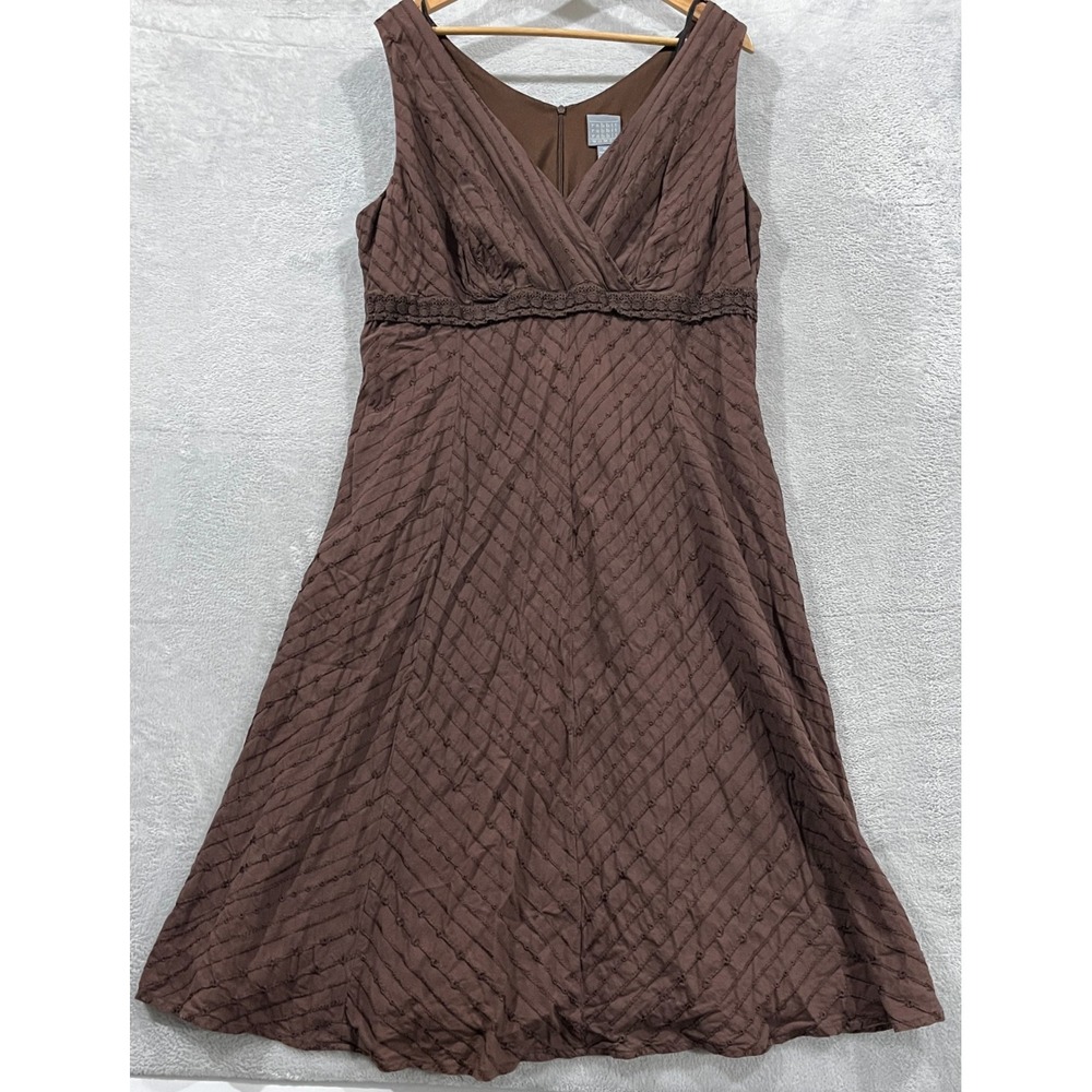 Rabbit Rabbit Rabbit Dress Womens 18W Boho Chocolate Brown Eyelet Zip Hippy